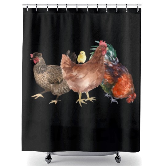 Life is Better with Chickens png, Chicken Lover Shower Curtains