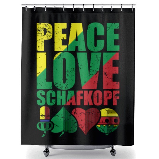 Peace Love Sheepshead Card Game Playing Card Shower Curtains
