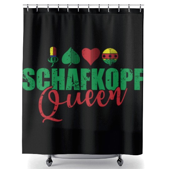 Schafkopf Queen Card Game playing Card Shower Curtains