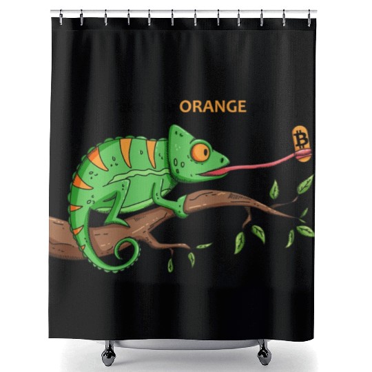 Bitcoin Chameleon BTC logo Crypto lover Hodl Shower Curtains