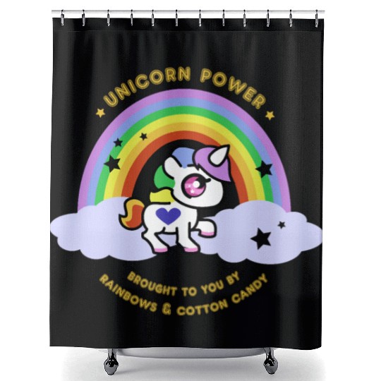 Unicorn Power by Rainbows and Cotton Candy Shower Curtains