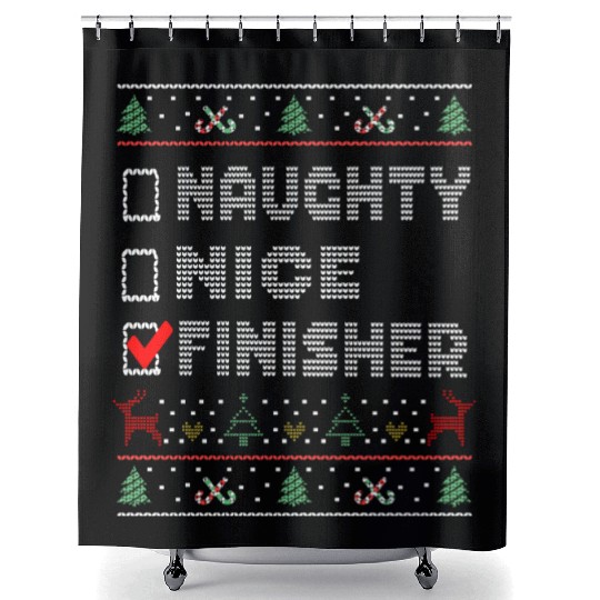 Naughty Nice Finisher, Matching Christmas Group Shower Curtains