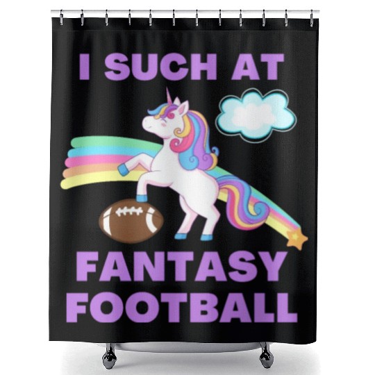 I Suck At Fantasy Football Funny Cute Unicorn Shower Curtains