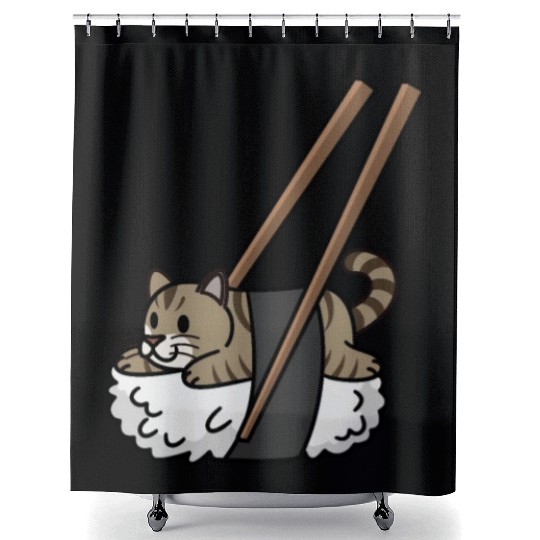 Exotic Shorthair Cat Nigiri Sushi Shower Curtains