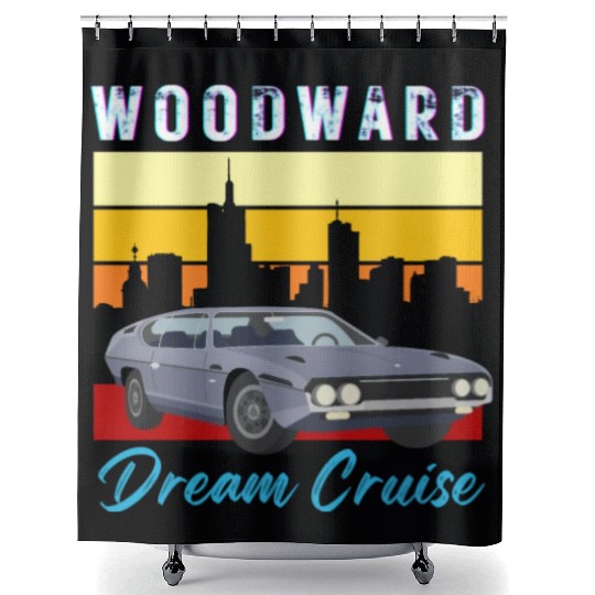Woodward dream cruise motor show Detroit city Shower Curtains