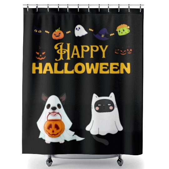 happy halloween funny Shower Curtains