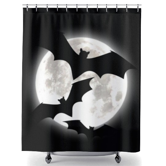 Bat MOON Pumpkin Trick or Treat Funny Halloween Shower Curtains