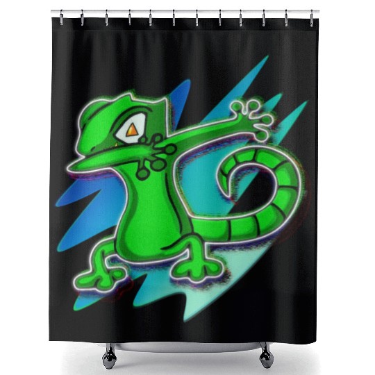 Dabbing Gecko - Jack O Lantern Eyes Shower Curtains
