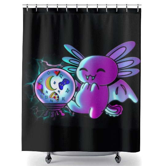 Axolotl Vampire Crystal Ball Shower Curtains