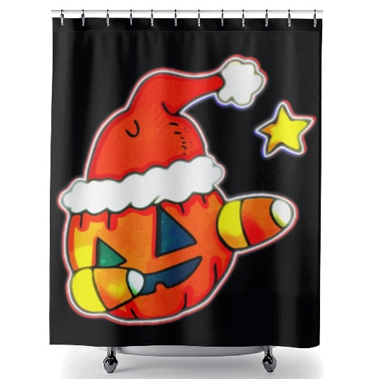 Jack O Lantern Dabbing Christmas Shower Curtains