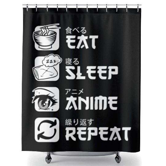 Eat Sleep Anime Repeat Japan Manga Shower Curtains