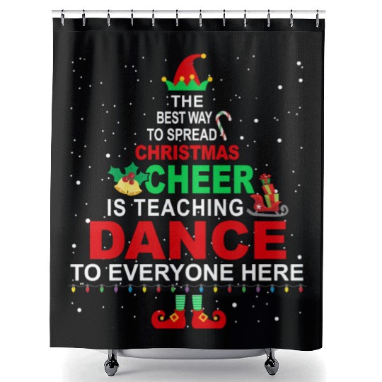 Dance Teacher Christmas Shower Curtains Elf Cheer Shower Curtains