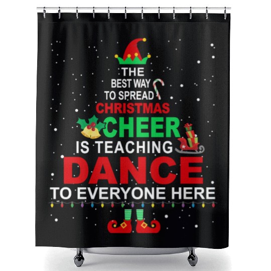 Dance Teacher Christmas Shower Curtains Elf Cheer Shower Curtains
