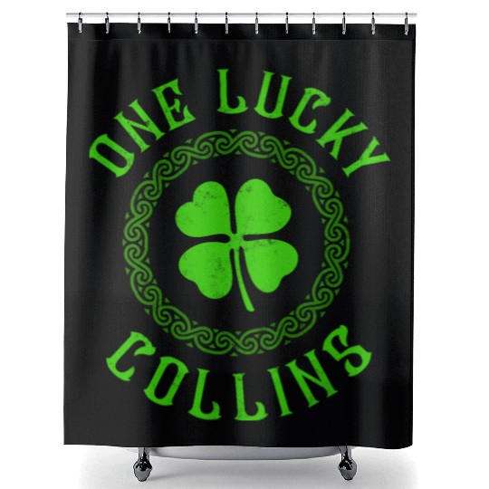 One Lucky Collins Irish Family 4 Leaf Clover Shower Curtains