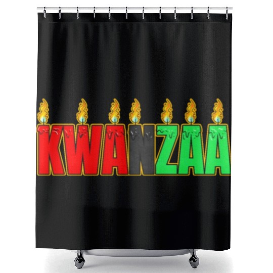 Afro American Candle Kinara Kwanzaa Shower Curtains