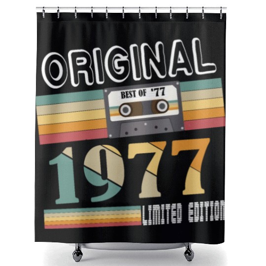 1977 Vintage Vintage Retro Birthday Gift Shower Curtains