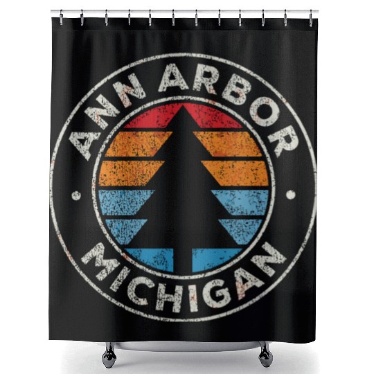 Ann Arbor Michigan Mi Vintage Graphic Retro 70S Shower Curtains
