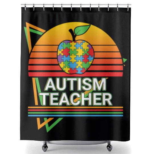 Autism Teacher Retro Shower Curtains