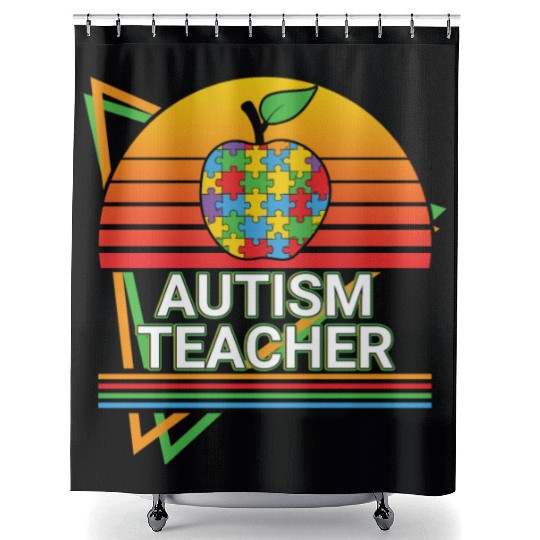 Autism Teacher Retro Shower Curtains