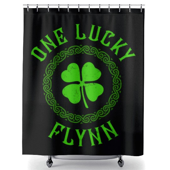 One Lucky FLynn Irish Family Four Leaf Clover Shower Curtains
