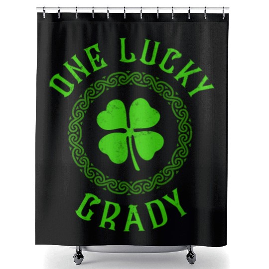 One Lucky Grady Irish Family Four Leaf Clover Shower Curtains