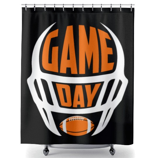 American Football Game Day Essentials Helmet Shower Curtains