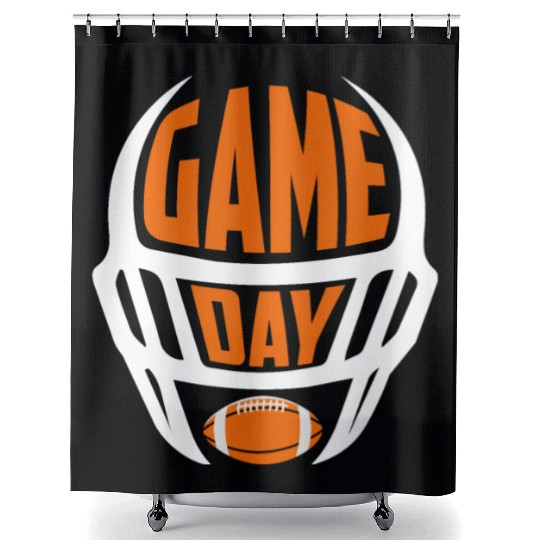 American Football Game Day Essentials Helmet Shower Curtains