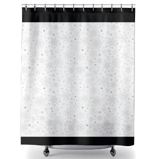 Modern Snowflakes Pattern White Silver Shower Curtains