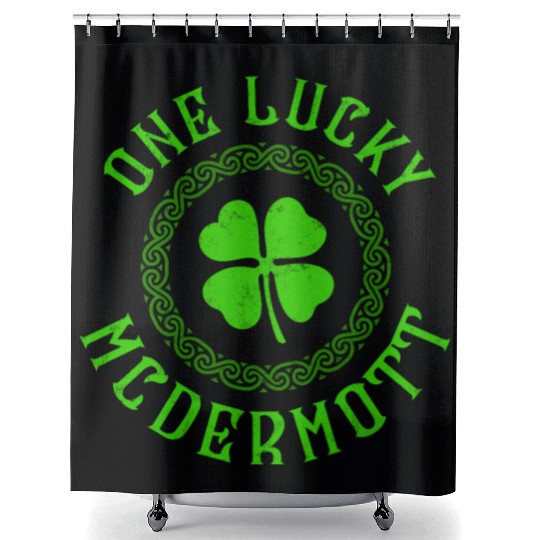 One Lucky McDermott Irish Family Four Leaf Clover Shower Curtains