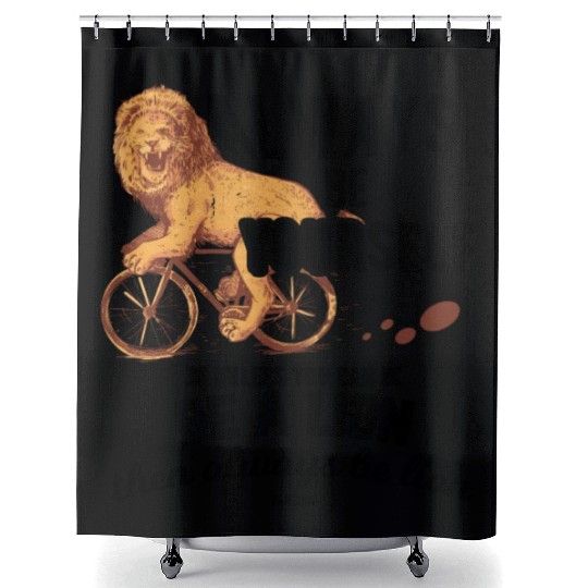 Lion on the bike Shower Curtains