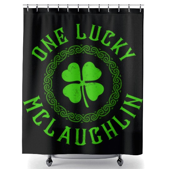 One Lucky McLaughlin Irish Family Four Leaf Clover Shower Curtains