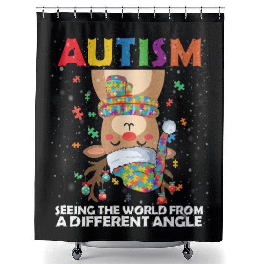 Autism Rudolph Deer Christmas Shower Curtains