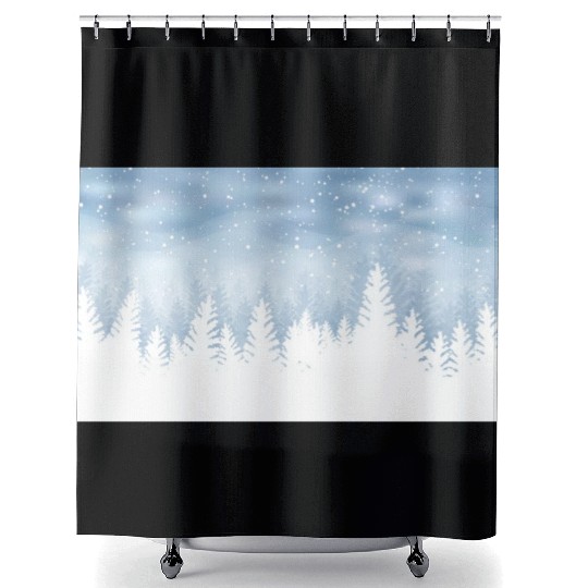 Christmas Winter Wonderland Snow Night Shower Curtains