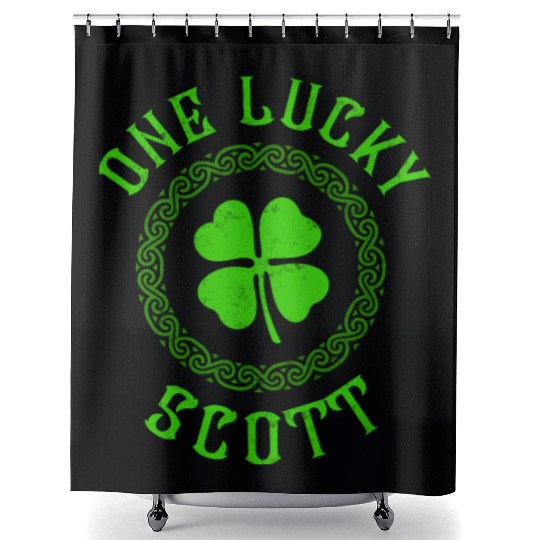 One Lucky Scott Irish Family Four Leaf Clover Shower Curtains