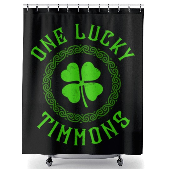 One Lucky Timmons Irish Family Four Leaf Clover Shower Curtains