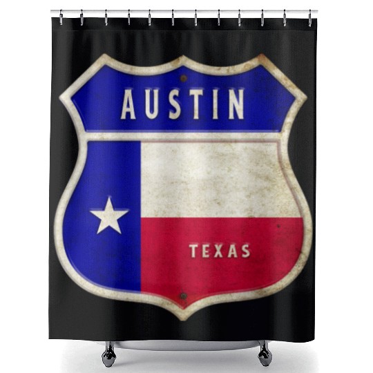 Austin Texas crest flags design Shower Curtains