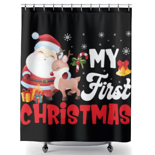 My First Christmas Newborn Baby Shower Curtains