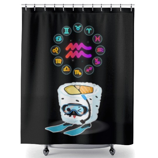 Japanese Sushi Funny Aquarius Zodiac Sushi Lover Shower Curtains