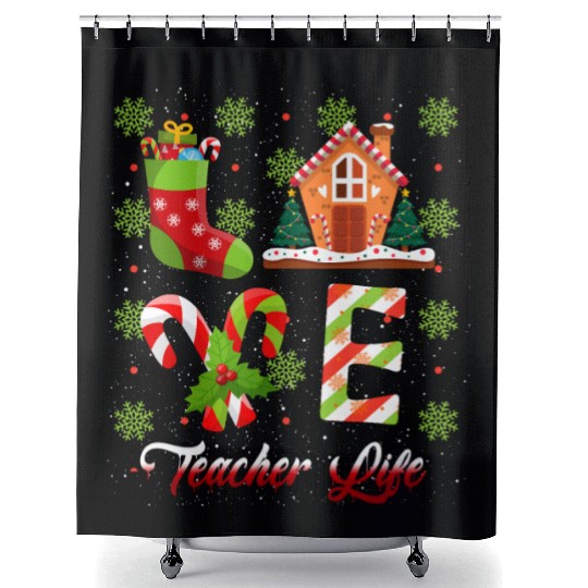 Love Christmas Teacher Life Shower Curtains