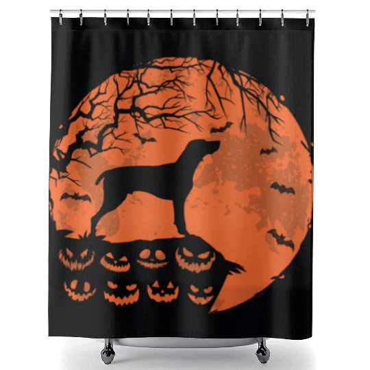 German Shorthaired Pointer And Moon Halloween Shower Curtains