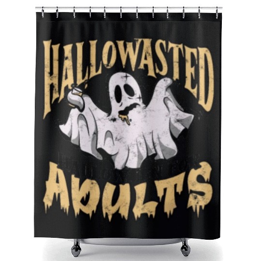 Hallowasted - Halloween for adults - happy Shower Curtains