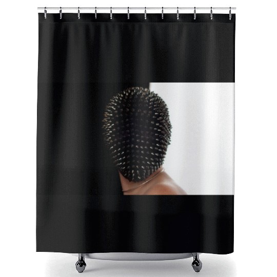 Black and white mask Shower Curtains