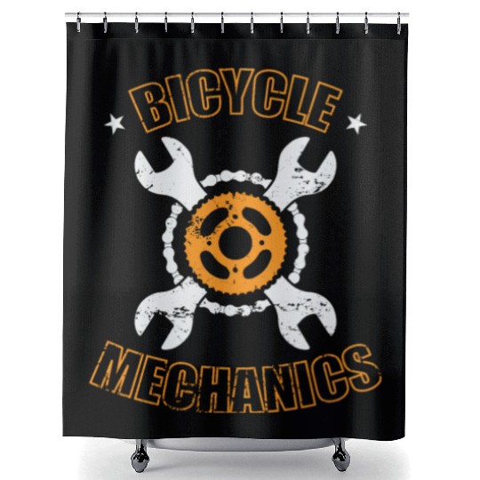 Bicycle Mechanic Mechatronic Two-Wheeler Shower Curtains