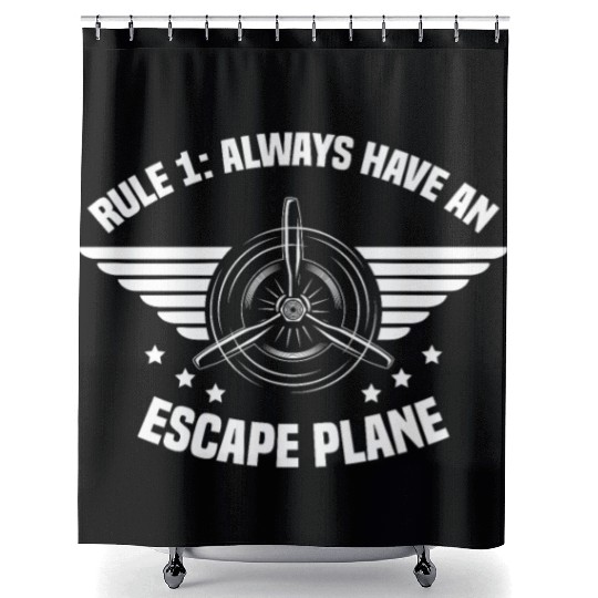 Airline Pilot Pun Escape Plane Aircraft Pilot Shower Curtains
