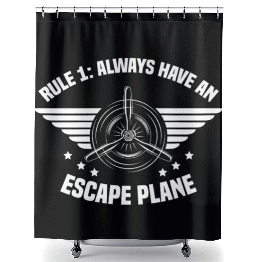 Airline Pilot Pun Escape Plane Aircraft Pilot Shower Curtains