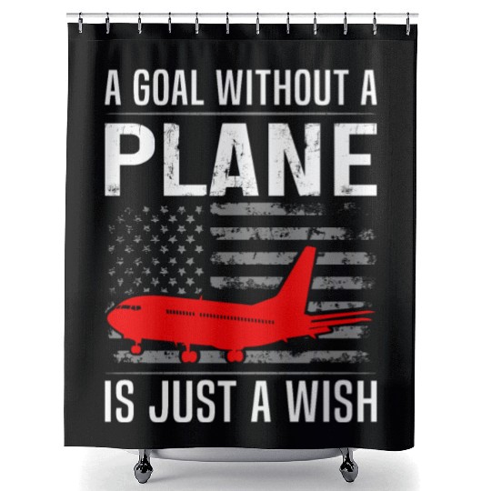 Airline Pilot Quote -Amreican Flag Aircraft Pilot Shower Curtains