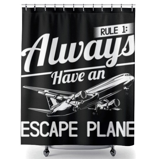 Airline Pilot Pun Escape Plane Aircraft Pilot Shower Curtains