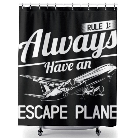 Airline Pilot Pun Escape Plane Aircraft Pilot Shower Curtains