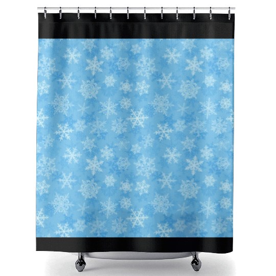 Pretty Light Blue Snowflakes Pattern Shower Curtains