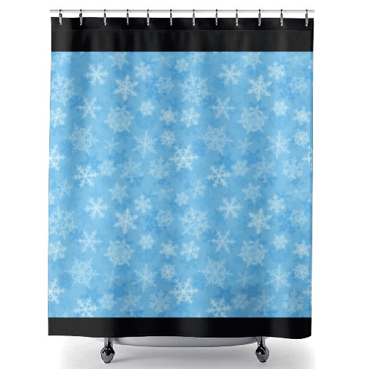 Pretty Light Blue Snowflakes Pattern Shower Curtains